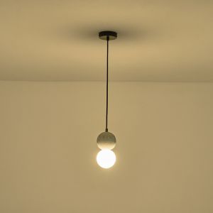 Concrete and glass chandelier, single lamp, 1ΧG9 Max 7W Ø100X1710MM, gray, Arte Illumina Salpico