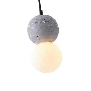 Concrete and glass chandelier, single lamp, 1ΧG9 Max 7W Ø100X1710MM, gray, Arte Illumina Salpico