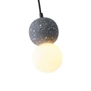 Concrete and glass chandelier, single lamp, 1ΧG9 Max 7W Ø100X1710MM, black, Arte Illumina Salpico