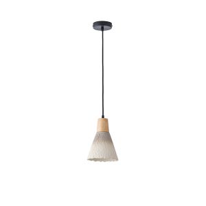 Rubber chandelier, wood-concrete, single lamp, 1XΕ27 Max 15W Ø160X1720 mm, khaki, Arte Illumina Gesso