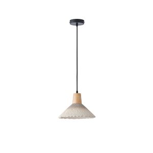 Rubber chandelier, wood-concrete, single lamp, 1XΕ27 Max 15W Ø250X1680 mm, khaki, Arte Illumina Gesso