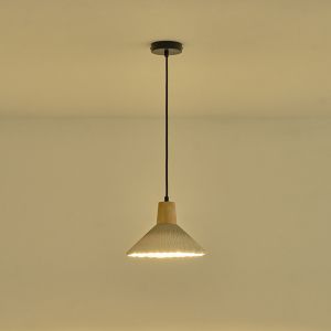 Rubber chandelier, wood-concrete, single lamp, 1XΕ27 Max 15W Ø250X1680 mm, khaki, Arte Illumina Gesso