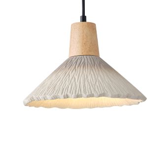 Rubber chandelier, wood-concrete, single lamp, 1XΕ27 Max 15W Ø250X1680 mm, khaki, Arte Illumina Gesso