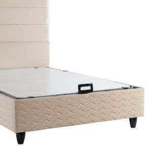 Полудвойно легло Linteda с място за съхранение, кремаво кадифе, 120x200 см