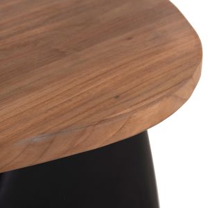 Side table Aida HM4692.01 fiber cement in black -- teak top 47X60X59 cm.