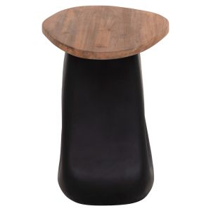 Side table Aida HM4692.01 fiber cement in black -- teak top 47X60X59 cm.