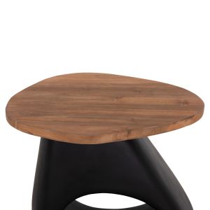 Side table Aida HM4692.01 fiber cement in black -- teak top 47X60X59 cm.