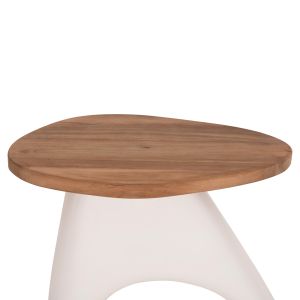 Side table Aida HM4692.02 fiber cement in white -- teak top 47X60X59 cm.
