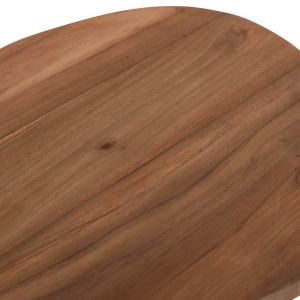 Side table Aida HM4692.02 fiber cement in white -- teak top 47X60X59 cm.
