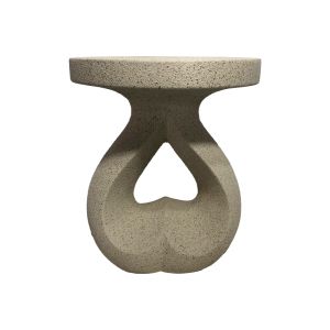 Side table Belena Stone Heart ecru matte MGO D38.5x45.5cm