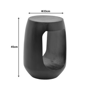 Lenora side table, solid mango wood, black, D33x45 cm