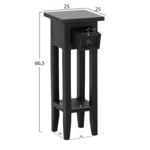 Side table Ramu HM9484.02 mahogany wood with drawer in black 25X25X66.5 cm.