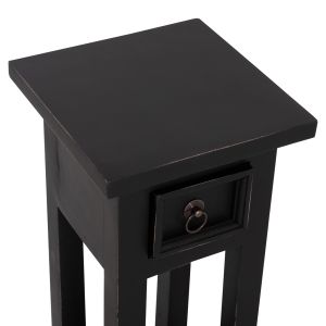 Side table Ramu HM9484.02 mahogany wood with drawer in black 25X25X66.5 cm.