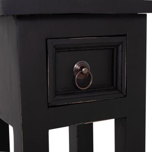 Side table Ramu HM9484.02 mahogany wood with drawer in black 25X25X66.5 cm.