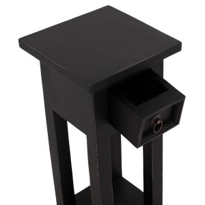 Side table Ramu HM9484.02 mahogany wood with drawer in black 25X25X66.5 cm.