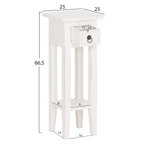 Side table Ramu HM9484.03 mahogany wood with drawer in white 25X25X66.5 cm.