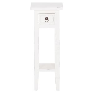 Side table Ramu HM9484.03 mahogany wood with drawer in white 25X25X66.5 cm.