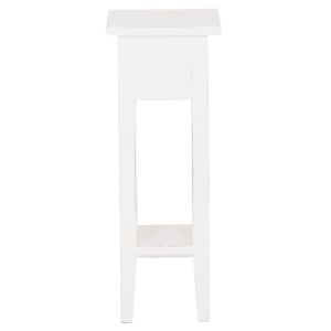 Side table Ramu HM9484.03 mahogany wood with drawer in white 25X25X66.5 cm.