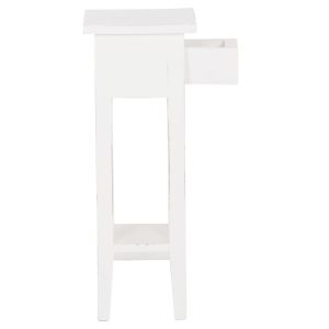 Side table Ramu HM9484.03 mahogany wood with drawer in white 25X25X66.5 cm.