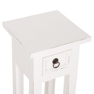 Side table Ramu HM9484.03 mahogany wood with drawer in white 25X25X66.5 cm.