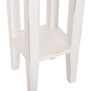 Side table Ramu HM9484.03 mahogany wood with drawer in white 25X25X66.5 cm.