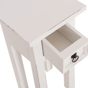 Side table Ramu HM9484.03 mahogany wood with drawer in white 25X25X66.5 cm.