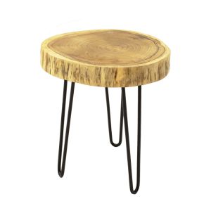 Side table Tripp I solid acacia wood in natural black shade - metal legs D41χ45cm