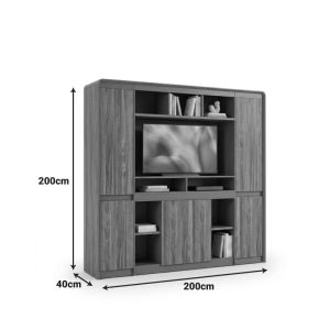 Professional bookcase Oscar, walnut-anthracite, 200x40x200 cm