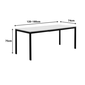 Extendable table Extento in natural color with black metal legs 120-180x74x75cm