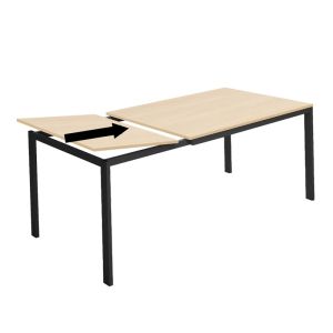 Extendable table Extento in natural color with black metal legs 120-180x74x75cm