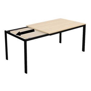Extendable table Extento in natural color with black metal legs 120-180x74x75cm