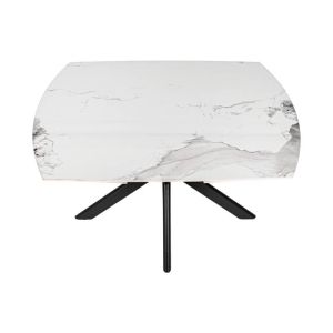 Extendable dining table Armoni with white ceramic top and metal legs 120-180x90x75cm