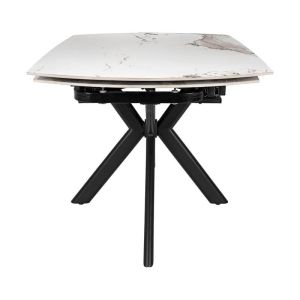 Extendable dining table Armoni with white ceramic top and metal legs 120-180x90x75cm