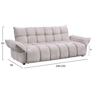 Sofa bed Melu HM3314.02 beige fabric - seat with springs with pocket 240-250X90X85ВСМ.
