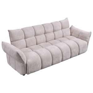 Sofa bed Melu HM3314.02 beige fabric - seat with springs with pocket 240-250X90X85ВСМ.
