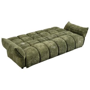 Sofa bed Melu HM3314.03 green fabric - seat with springs with pocket 240-250X90X85ВСМ.