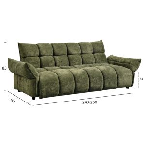 Sofa bed Melu HM3314.03 green fabric - seat with springs with pocket 240-250X90X85ВСМ.