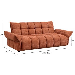 Sofa bed Melu HM3314.04 terracotta fabric - seat with pocket springs 240-250X90X85ВСМ.