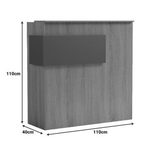 Рецепция Optima с LED осветление, цвят sonoma-white, marlbew look, 110x40x110 см