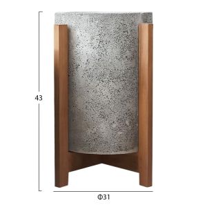 Саксия Hoff HM4682.03S от фиброцимент в сиво - основа от тиково дърво Φ33X42HCM