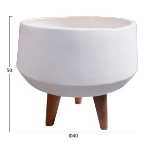Саксия Quan HM4680.02S фиброцимент в бяло - основа от тик Φ37X36HCM