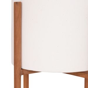 Саксия Rentil HM4684.02L фиброцимент в бял цвят - основа от тик Φ27X66HCM