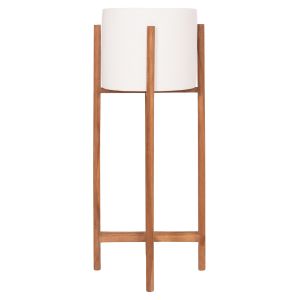 Саксия Rentil HM4684.02L фиброцимент в бял цвят - основа от тик Φ27X66HCM