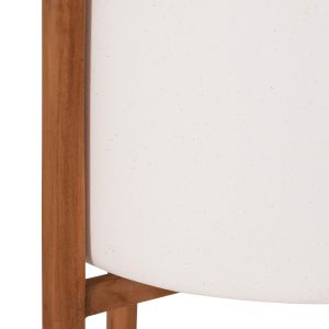 Саксия Rentil HM4684.02S от фиброцимент в бял цвят - основа от тик Φ27X56HCM