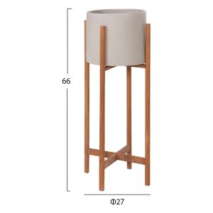 Саксия Rentil HM4684.03L фиброцимент в сив цвят - основа от тик Φ27X66HCM
