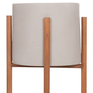 Саксия Rentil HM4684.03L фиброцимент в сив цвят - основа от тик Φ27X66HCM