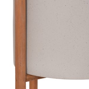Саксия Rentil HM4684.03L фиброцимент в сив цвят - основа от тик Φ27X66HCM