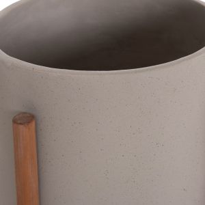Саксия Rentil HM4684.03L фиброцимент в сив цвят - основа от тик Φ27X66HCM