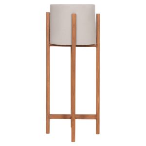 Саксия Rentil HM4684.03L фиброцимент в сив цвят - основа от тик Φ27X66HCM