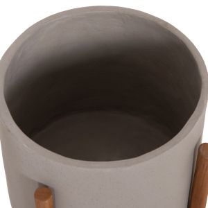 Саксия Rentil HM4684.03S фиброцимент в сив цвят - основа от тик Φ27X56HCM